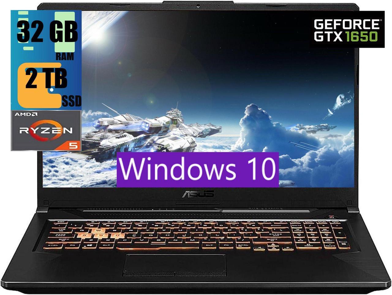 ASUS TUF Gaming A17 Gaming Laptop, 17.3" Full HD 144Hz Display, AMD Ryzen 5 4600H 6-core Processor, GeForce GTX 1650 4GB GDDR6 Graphics, 32GB DDR4  2TB PCIe SSD, RGB Keyboard, Windows 10