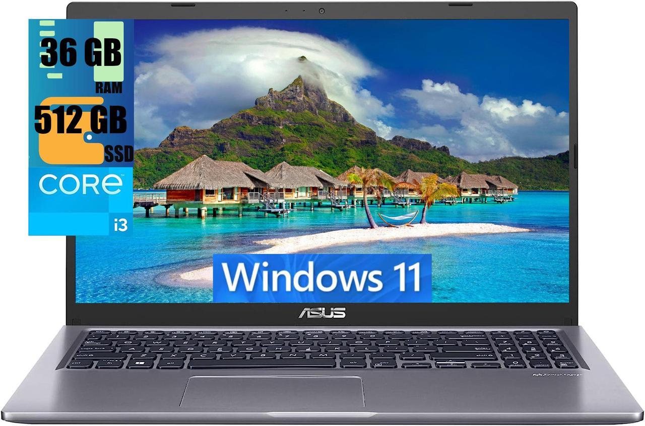 ASUS VivoBook 15 Laptop, 15.6" FHD (1920x1080) Display, Intel i3-1115G4 2 Cores Processor, Intel UHD Graphics, 36GB DDR4  512GB PCIe SSD, USB Type-C, HDMI, Wi-Fi, Windows 11