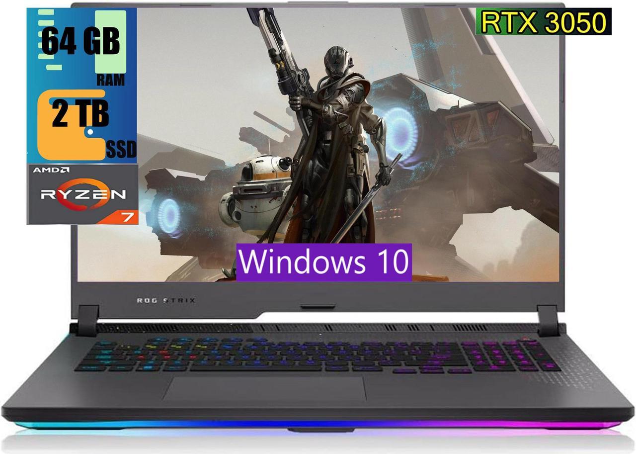 ASUS ROG Strix G17 Gaming Laptop, 17.3" FHD 144Hz Display, AMD Ryzen 7 6800H 8 cores Processor, NVIDIA GeForce RTX 3050 4GB GDDR6, 64GB DDR5  2TB PCIe SSD, RGB Keyboard, Windows 10