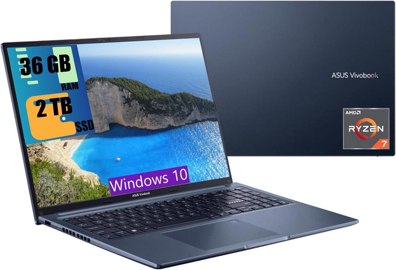 ASUS Vivobook 16 Laptop, 16" HD Display, AMD Ryzen 7 5800HS 8 core Processor, AMD Radeon Graphics, 36GB DDR4  2TB PCIe SSD, WiFi 6, Chiclet Keyboard, USB-A&C, Windows 10