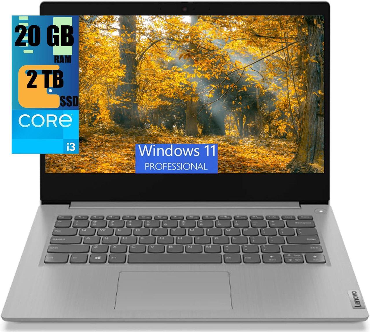 Lenovo IdeaPad 3i 14 Laptop, 14" FHD (1920 x 1080) Display, Intel i3-1115G4 2 Cores Processor, Intel UHD Graphics, 20GB DDR4  2TB PCIe SSD, Media Card Reader, Wi-Fi 6, Windows 11 Pro