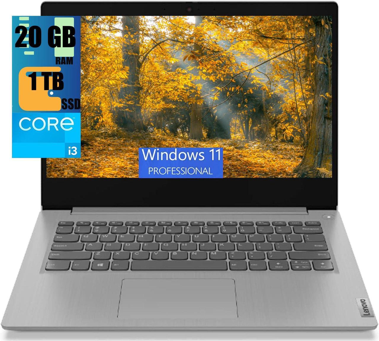 Lenovo IdeaPad 3i 14 Laptop, 14" FHD (1920 x 1080) Display, Intel i3-1115G4 2 Cores Processor, Intel UHD Graphics, 20GB DDR4  1TB PCIe SSD, Media Card Reader, Wi-Fi 6, Windows 11 Pro