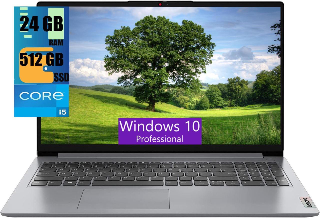 Lenovo IdeaPad 1i 15 Laptop, 15.6" FHD (1920 x 1080) Display, Intel Core i5-1235U 10 core Processor, Intel Iris Xe Graphics, 24GB DDR4  512GB PCIe SSD, Wi-Fi 6 and Bluetooth 5.0, Windows 10 Pro