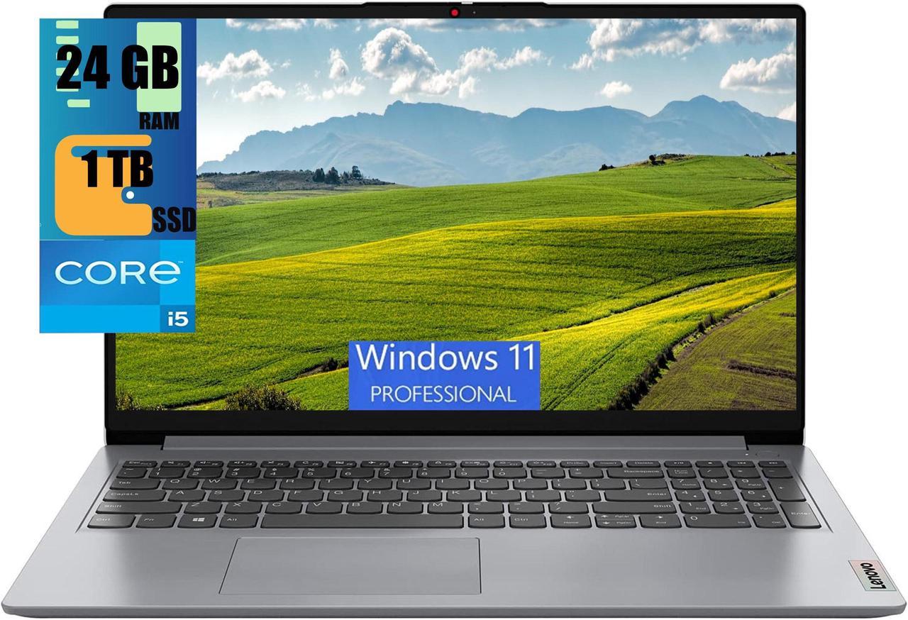 Lenovo IdeaPad 1i 15 Laptop, 15.6" FHD (1920 x 1080) Display, Intel Core i5-1235U 10 core Processor, Intel Iris Xe Graphics, 24GB DDR4  1TB PCIe SSD, Wi-Fi 6 and Bluetooth 5.0, Windows 11 Pro