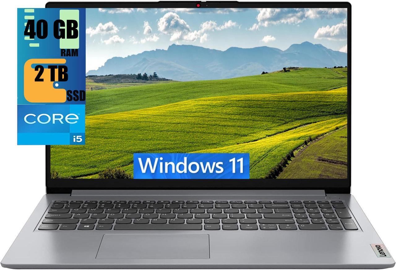 Lenovo IdeaPad 1i 15 Laptop, 15.6" FHD (1920 x 1080) Display, Intel Core i5-1235U 10 core Processor, Intel Iris Xe Graphics, 40GB DDR4  2TB PCIe SSD, Wi-Fi 6 and Bluetooth 5.0, Windows 11