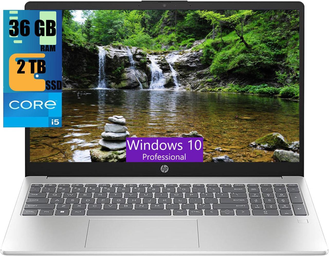 HP 15 Laptop, 15.6" FHD (1920 x 1080) Display, 11th Gen Intel Core i5-1135G7 4 cores Processor, Intel Iris Xe Graphics, 36GB DDR4  2TB PCIe SSD, Bluetooth, HDMI, Windows 10 Pro