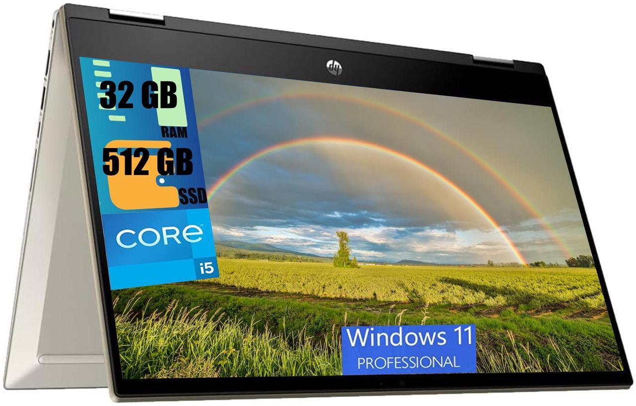 Main image of HP Pavilion x360 14 2-in-1 Convertible Laptop, 14" FHD Touchscreen, Intel Core i5-1135G7 4 cores Processor, Intel Iris Xe Graphics, 32GB DDR4  512GB PCIe SSD, Fingerprint, Windows 11 Pro