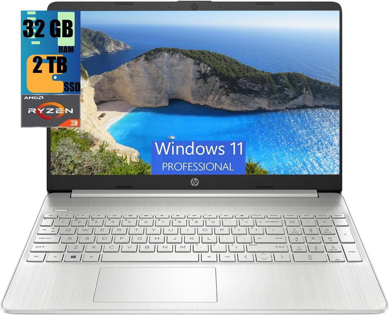 Main image of HP 15 Laptop, 15.6" HD Touchscreen, AMD Ryzen 3 3250U 2 cores processor, AMD Radeon Graphics, 32GB DDR4  2TB PCIe SSD, HDMI Bluetooth WiFi Webcam, Windows 11 Pro
