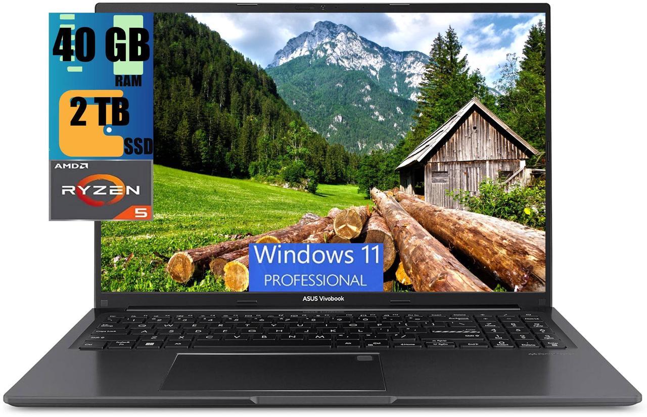 Main image of ASUS Vivobook 16 Laptop, 16" WUXGA Display, AMD Ryzen 5 5625U 6-core Processor, AMD Radeon graphics, 40GB DDR4  2TB PCIe SSD, Wi-Fi 6, Fingerprint Sensor, Backlit Keyboard, Windows 11 Pro