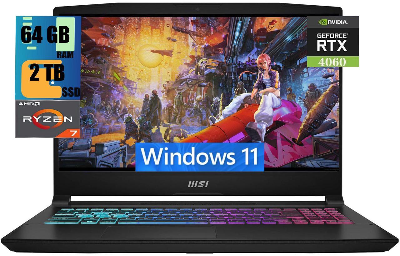 Main image of MSI Katana A15 AI Gaming Laptop, 15.6" FHD 144Hz Display, AMD Ryzen 7 8845HS Octa-core Processor, NVIDIA GeForce RTX 4060 8GB Graphic, 64GB DDR5  2TB PCIe SSD, RGB Backlit, Windows 11