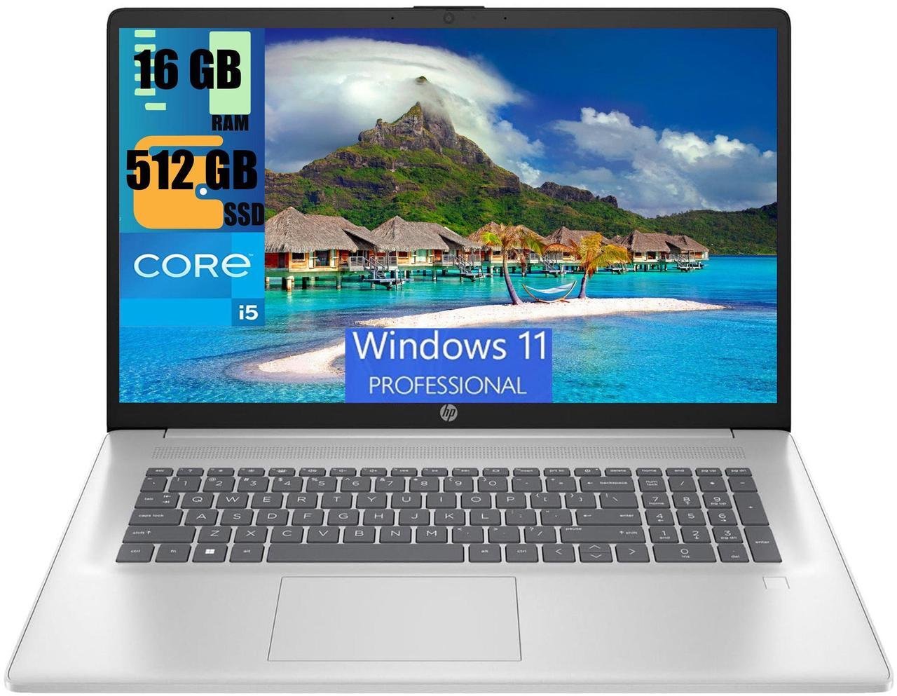 Main image of HP 17 Laptop, 17.3" FHD Display, Intel Core i5-1334U 10 Cores Processor, Intel Iris Xe Graphics, 16GB DDR4  512GB PCIe SSD, Wi-Fi 6, Webcam, Backlit Keyboard, Windows 11 Pro