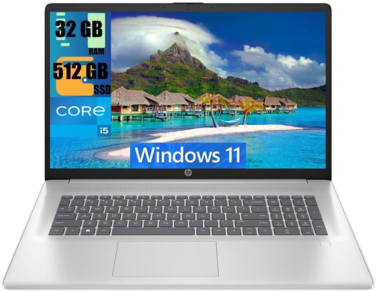 Main image of HP 17 Laptop, 17.3" FHD Display, Intel Core i5-1334U 10 Cores Processor, Intel Iris Xe Graphics, 32GB DDR4  512GB PCIe SSD, Wi-Fi 6, Webcam, Backlit Keyboard, Windows 11