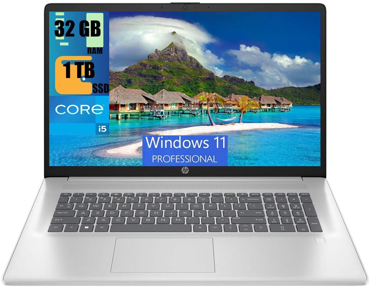 Main image of HP 17 Laptop, 17.3" FHD Display, Intel Core i5-1334U 10 Cores Processor, Intel Iris Xe Graphics, 32GB DDR4  1TB PCIe SSD, Wi-Fi 6, Webcam, Backlit Keyboard, Windows 11 Pro