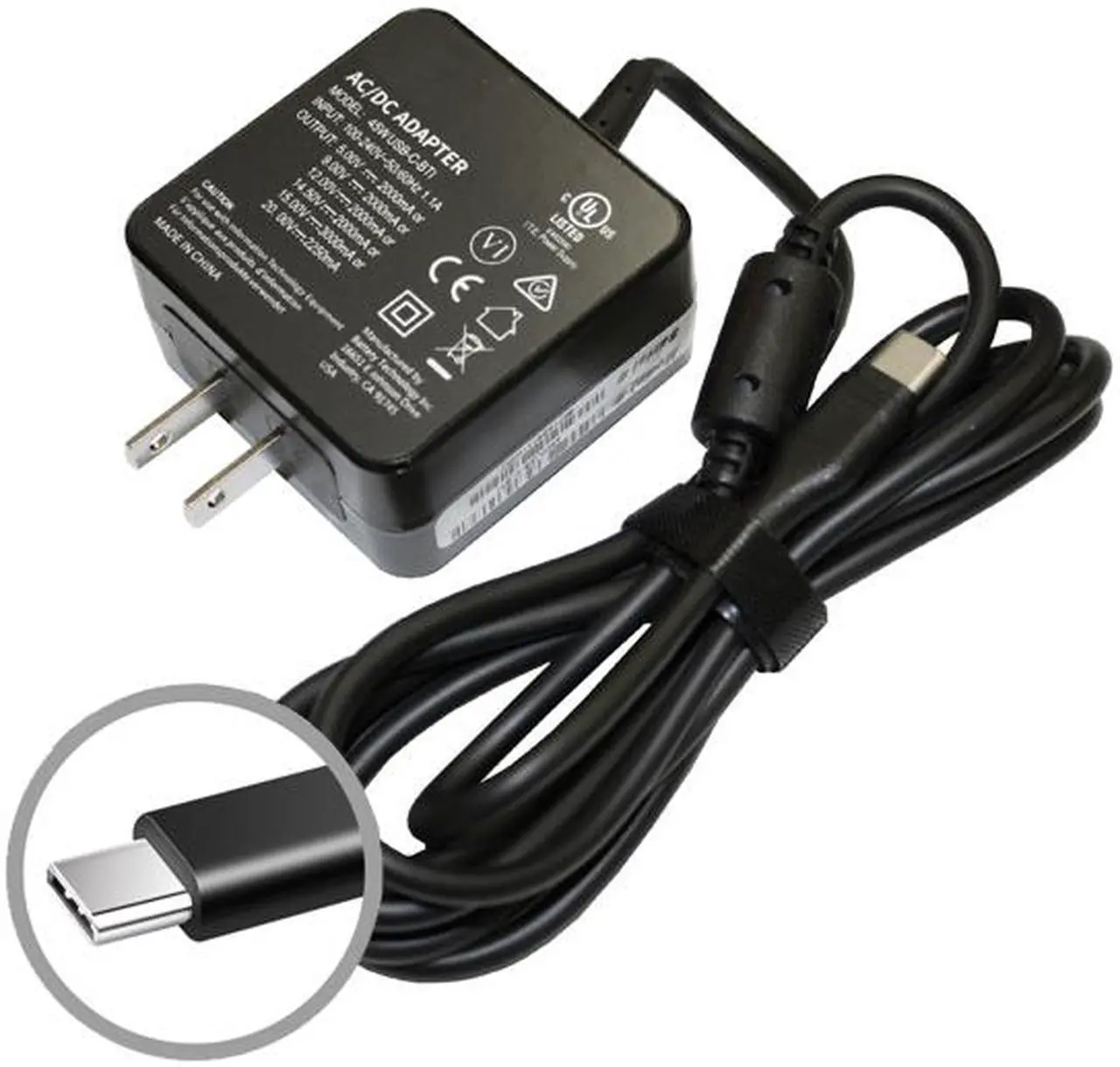 Main image of REPLACEMENT 45W USB-C ADAPTER FOR 4X20M26252, 4X20M26256, 5A10K34713, 5A10K34723, 689C4, 814838-002, 815033-850, 815049-001, 81MH0006US, 81MH0007US, 848293-850, 90XB03UN-MPW020