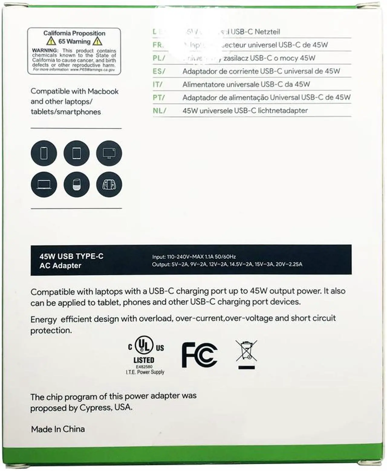 Alt view image 3 of 3 - REPLACEMENT 45W USB-C ADAPTER FOR 4X20M26252, 4X20M26256, 5A10K34713, 5A10K34723, 689C4, 814838-002, 815033-850, 815049-001, 81MH0006US, 81MH0007US, 848293-850, 90XB03UN-MPW020