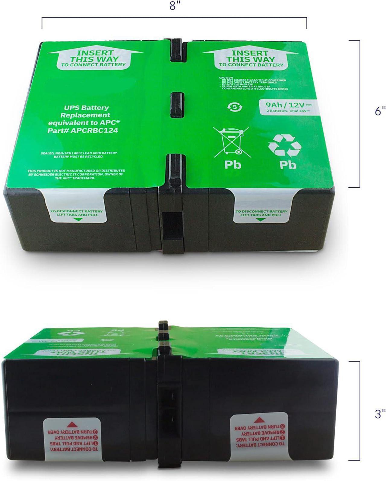 Alt view image 3 of 3 - GREENTECH COMPATIBLE APCRBC124 SLA BATTERY FOR APC BR1300G BX1500G SMT750RM2U 24V 9AH REPLACES APCRBC124 RBC124 Battery Cartridge #124