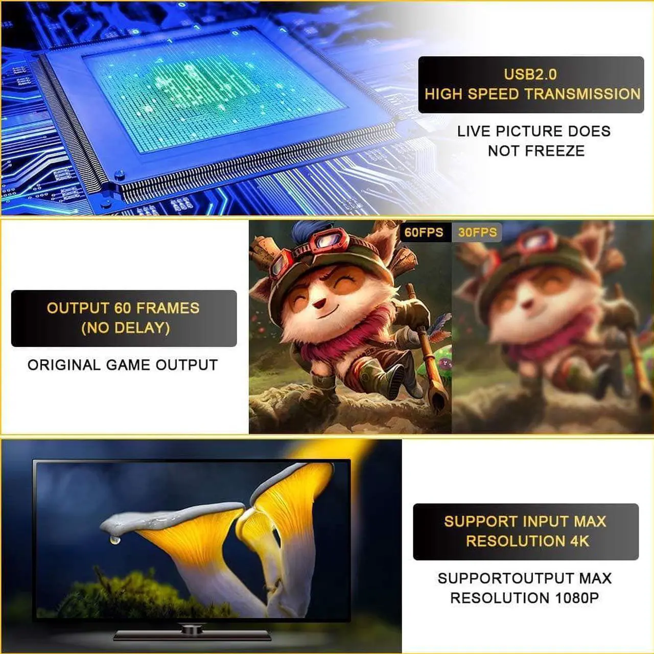 Alt view image 5 of 7 - HDMI USB Audio Video Capture Cards, HDMI to USB Game Capture Card,Full HD 1080P Recording, Easily Connect DSLR, Camcorder, or Action Cam to PC or Mac for High Definition Acquisition, Live Broadcasting