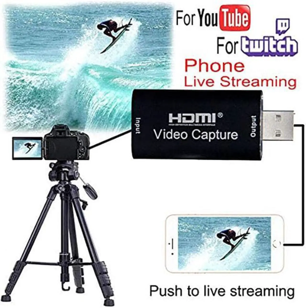 Alt view image 7 of 7 - HDMI USB Audio Video Capture Cards, HDMI to USB Game Capture Card,Full HD 1080P Recording, Easily Connect DSLR, Camcorder, or Action Cam to PC or Mac for High Definition Acquisition, Live Broadcasting