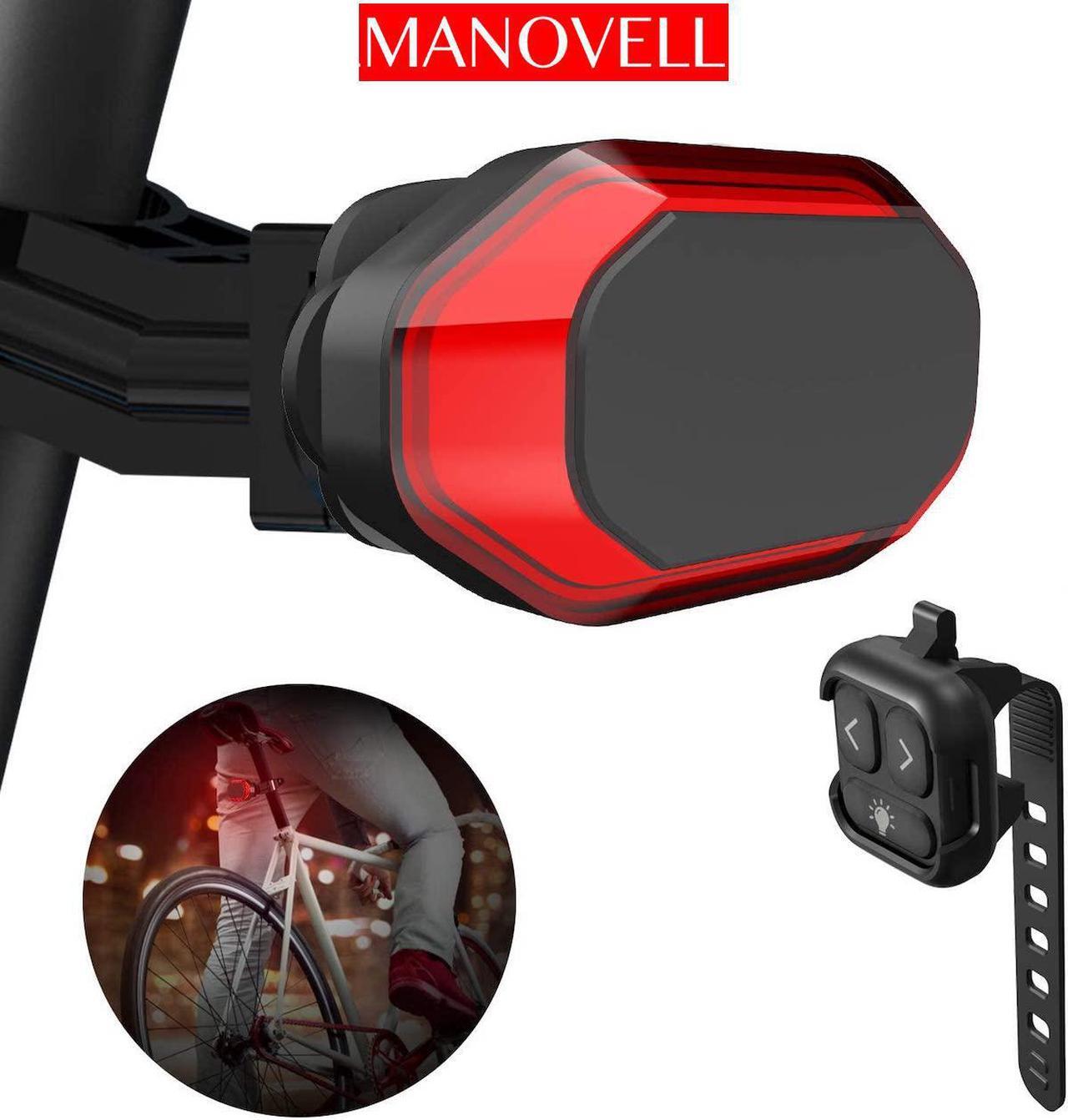 Main image of MANOVELL Bike Tail Light with Turn Signals, Two Installation Methods Bright USB Rechargeable Automatic Bike Brake Light, Wireless Remote Control Waterproof Bicycle Rear Light fit Bicycle and Helmet
