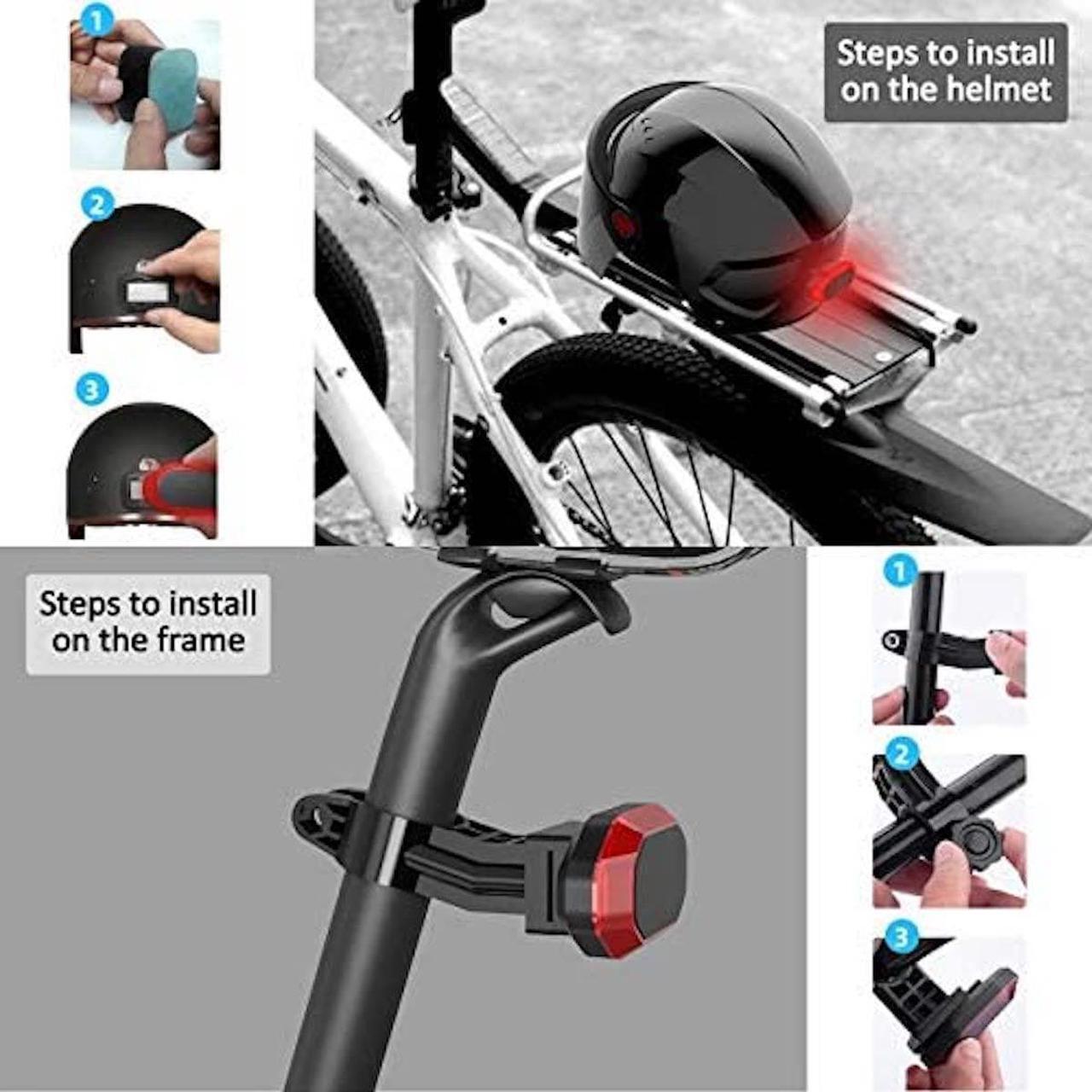 Alt view image 5 of 7 - MANOVELL Bike Tail Light with Turn Signals, Two Installation Methods Bright USB Rechargeable Automatic Bike Brake Light, Wireless Remote Control Waterproof Bicycle Rear Light fit Bicycle and Helmet