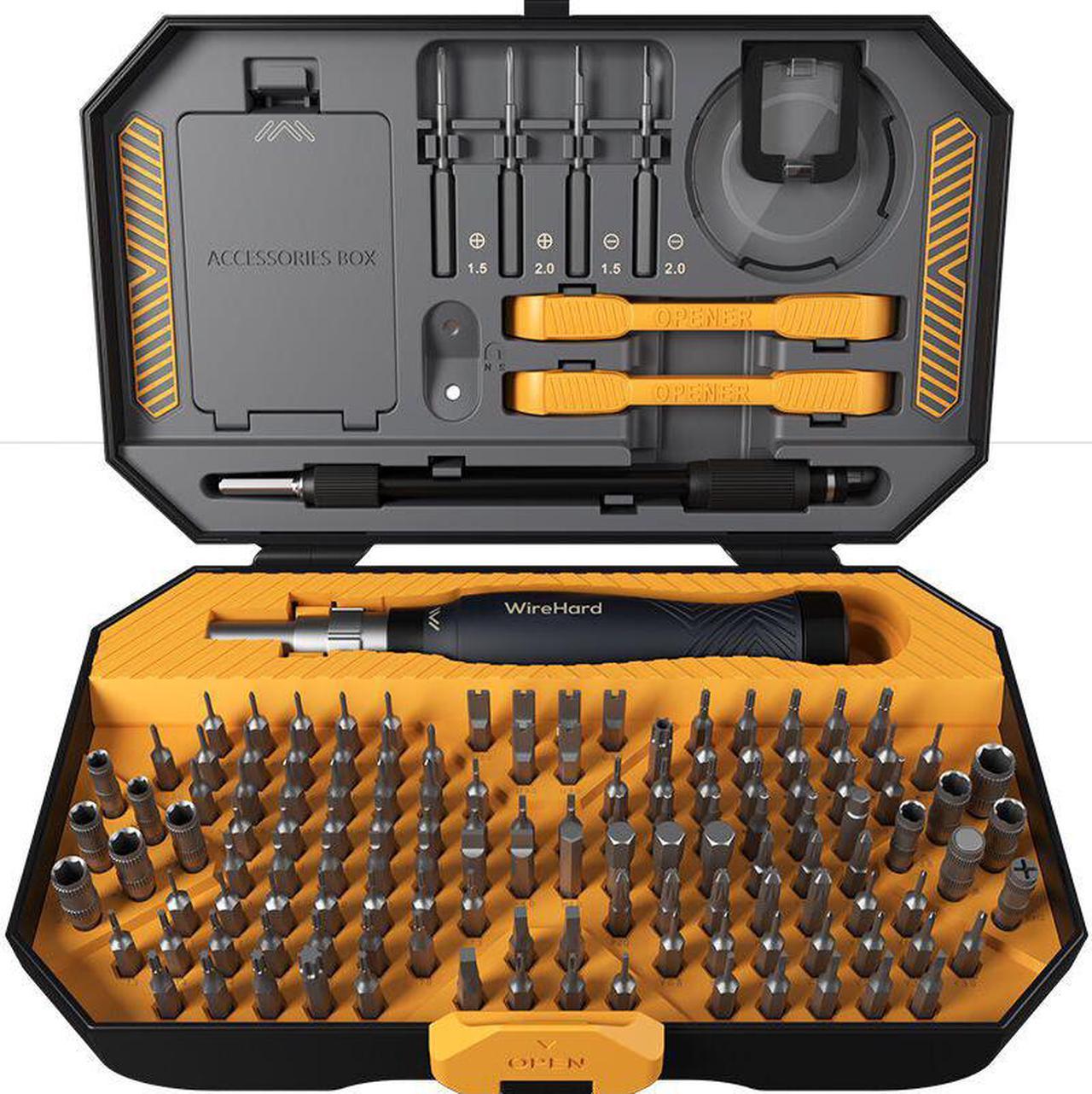 WIREHARD 145 in 1 Precision Screwdriver Set Repair Tool Kit - Magnetic Steel Specialty Bits for All iPhone Versions, Android, MacBook, Computer, Laptop, Tablet, Xbox, PlayStation, Electronics, Toys