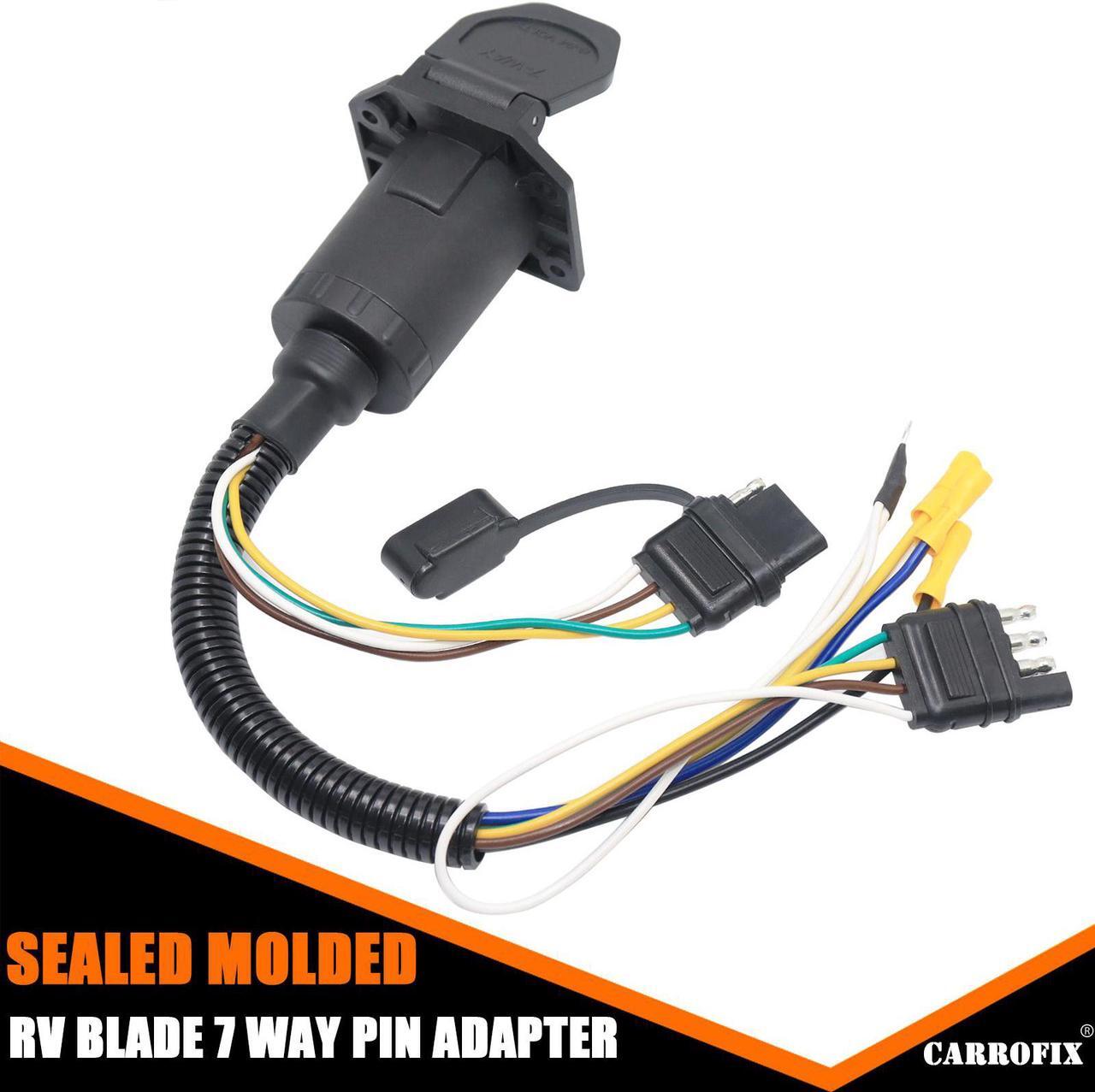 Alt view image 5 of 7 - CARROFIX Multi-Tow 4-Way to 7-Way RV Blade and 4-Way Flat Female Trailer Towing Connector