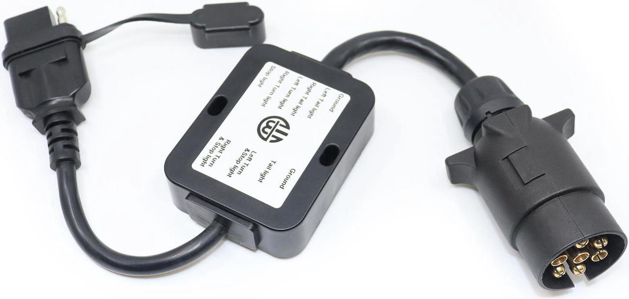 Main image of CARROFIX Trailer Light Converter European Round 7-Pin Connector to US 4-Way Flat Pin Plug
