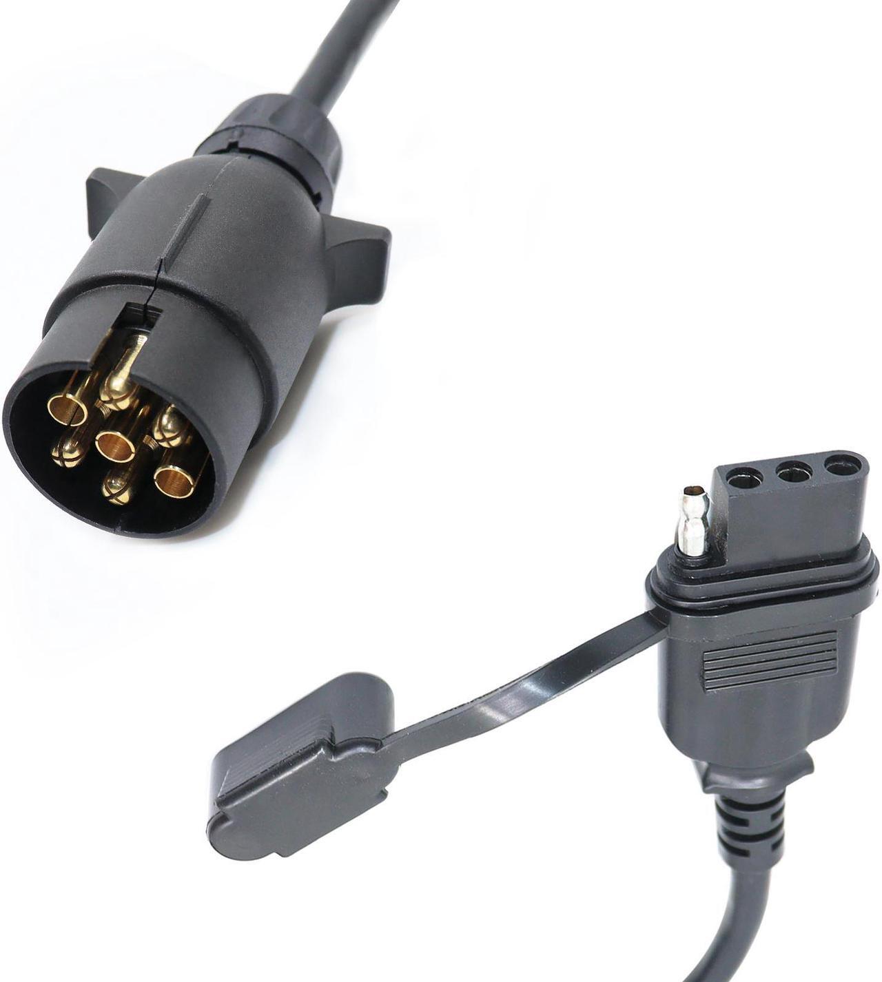 Alt view image 2 of 5 - CARROFIX Trailer Light Converter European Round 7-Pin Connector to US 4-Way Flat Pin Plug