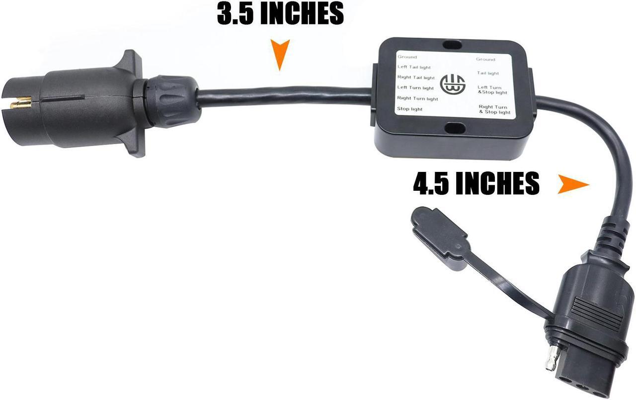 Alt view image 3 of 5 - CARROFIX Trailer Light Converter European Round 7-Pin Connector to US 4-Way Flat Pin Plug