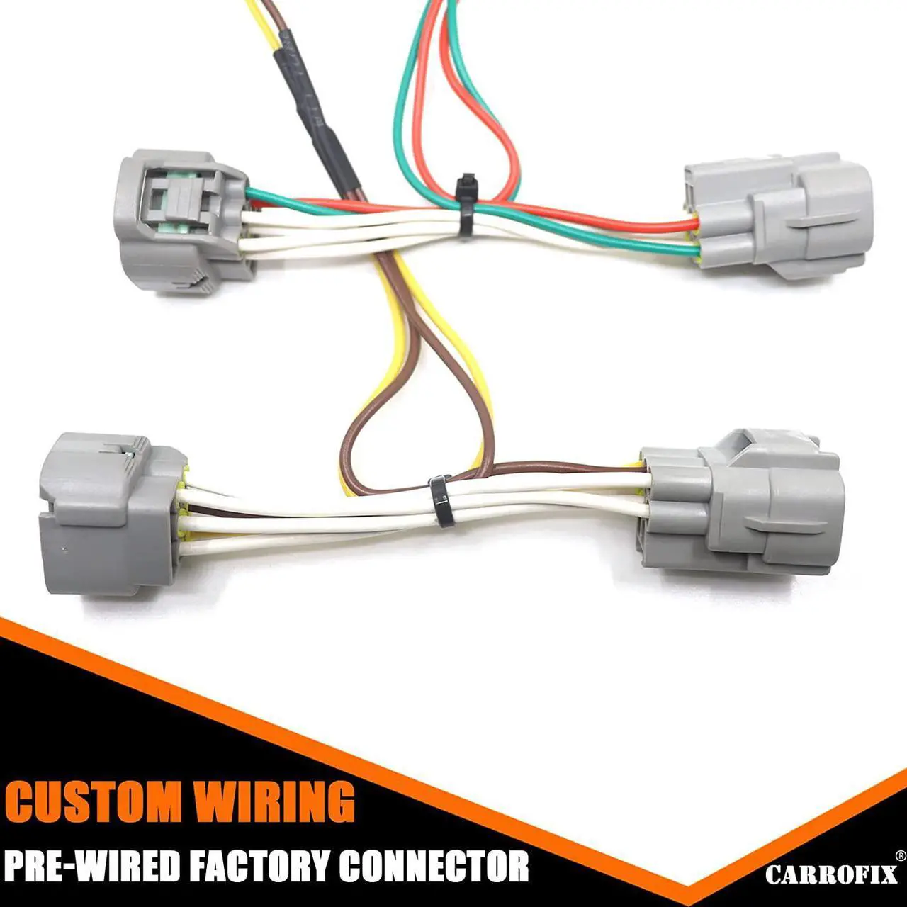 Alt view image 2 of 6 - CARROFIX Vehicle-Side Custom Fit T-Connector Wiring Harness Kit with 4 Pin Flat Trailer Connector for Toyota Tacoma