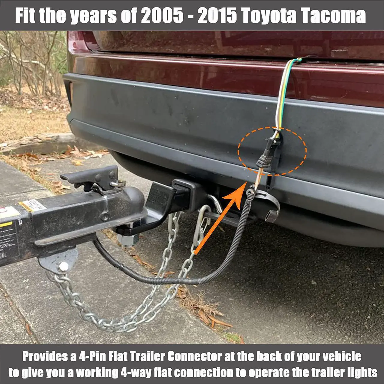 Alt view image 5 of 6 - CARROFIX Vehicle-Side Custom Fit T-Connector Wiring Harness Kit with 4 Pin Flat Trailer Connector for Toyota Tacoma
