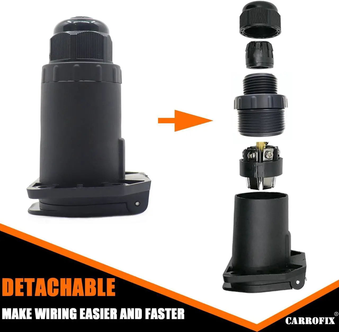 Alt view image 2 of 7 - CARROFIX RV Blade 7-Way Replacement Trailer Socket - Vehicle End 7-Pin Trailer Light Connector Adapter