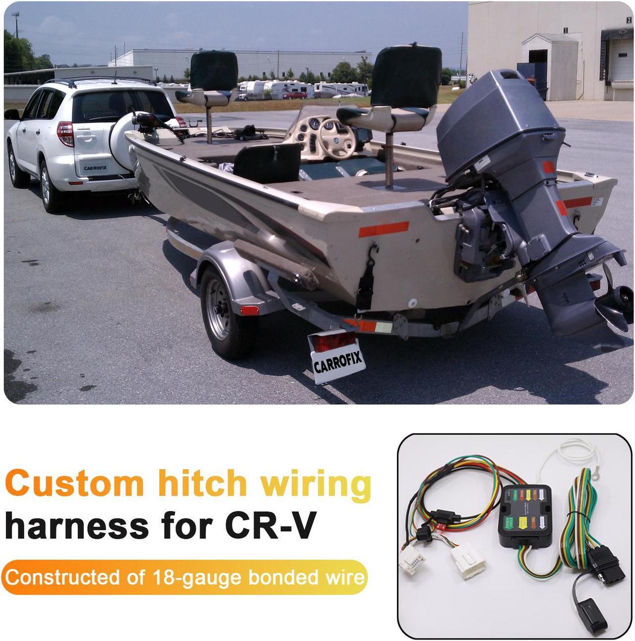 Alt view image 5 of 7 - CARROFIX Custom Fit CRV Wiring Harness with 4 Way Flat Trailer Connector for 2012-2016 Honda CR-V Simple Plug-in Hitch Wire Harness