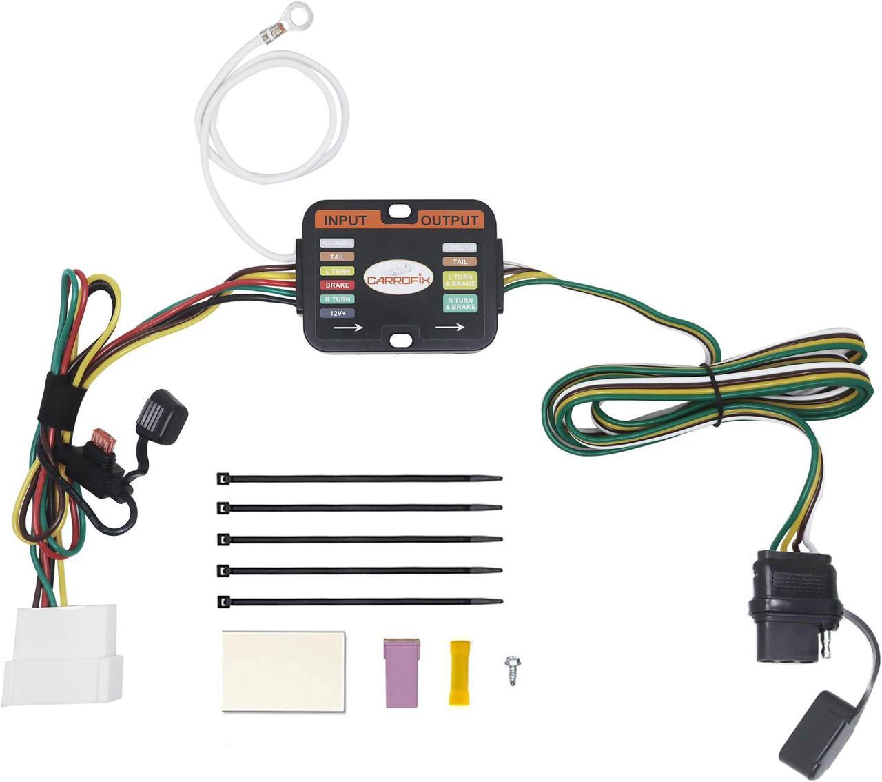 Main image of CARROFIX Custom Vehicle Wiring Harness Kit 4 Way Flat Trailer Connector Compatible with Honda Pilot, Passport for Factory Tow Package