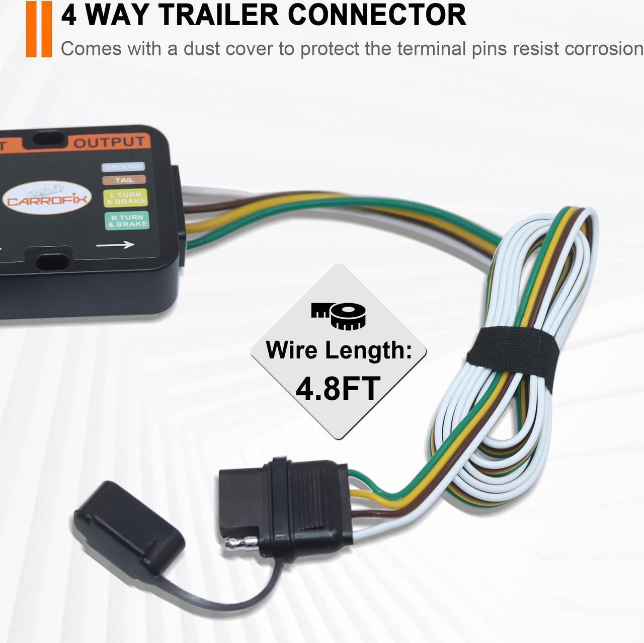 Alt view image 7 of 7 - CARROFIX Custom Vehicle Wiring Harness Kit 4 Way Flat Trailer Connector Compatible with Honda Pilot, Passport for Factory Tow Package