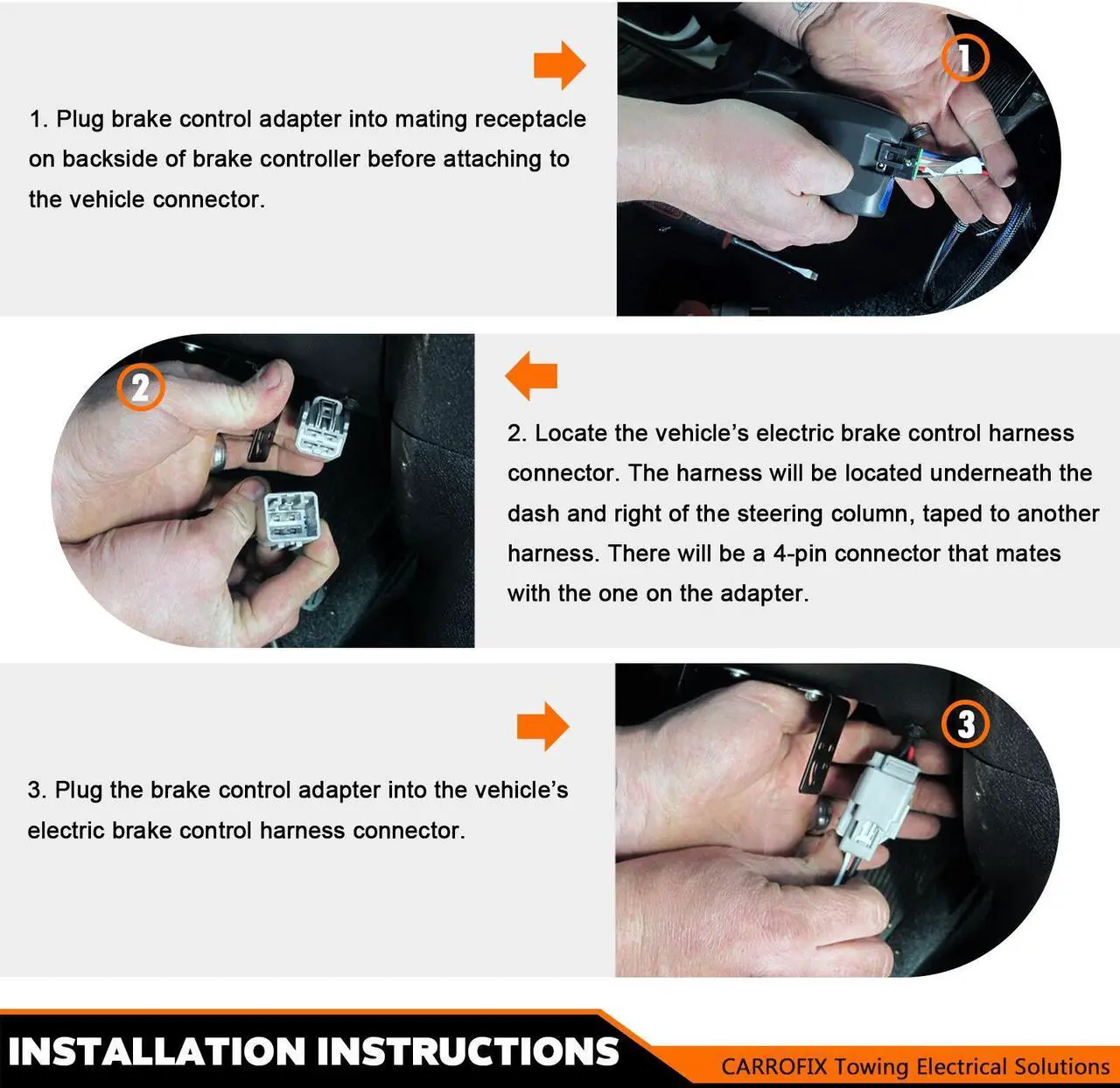 Alt view image 7 of 7 - CARROFIX Trailer Electric Brake Control Harness Plug-in Wiring Adapter, Compatible with 2015-2022 RAM 1500, 2500, 3500, 4500, 5500