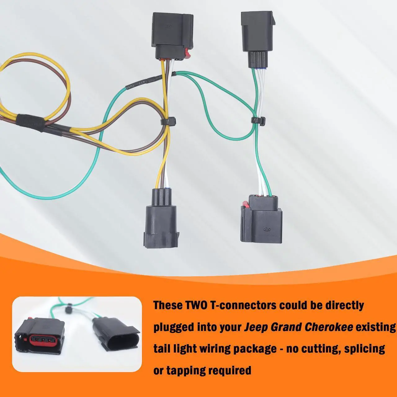 Alt view image 4 of 6 - CARROFIX T-Connector Vehicle Custom Wiring Harness with 4-Way Flat Trailer Connector, Compatible with 2007 - 2013 Jeep Grand Cherokee