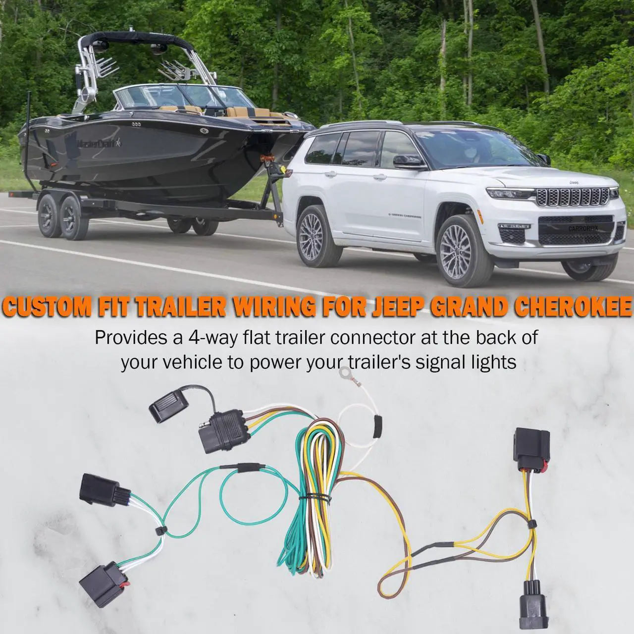 Alt view image 6 of 6 - CARROFIX T-Connector Vehicle Custom Wiring Harness with 4-Way Flat Trailer Connector, Compatible with 2007 - 2013 Jeep Grand Cherokee