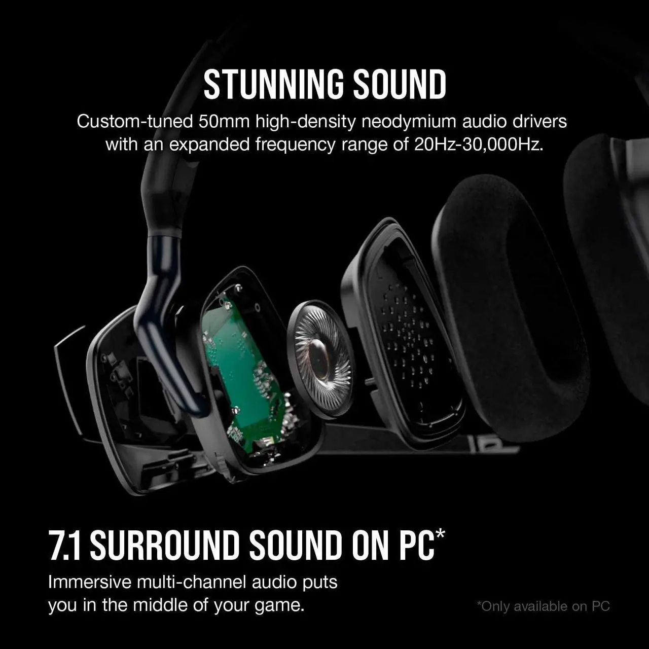 Alt view image 10 of 11 - Corsair Void RGB Elite USB Premium Gaming Headset with 7.1 Surround Sound, Carbon