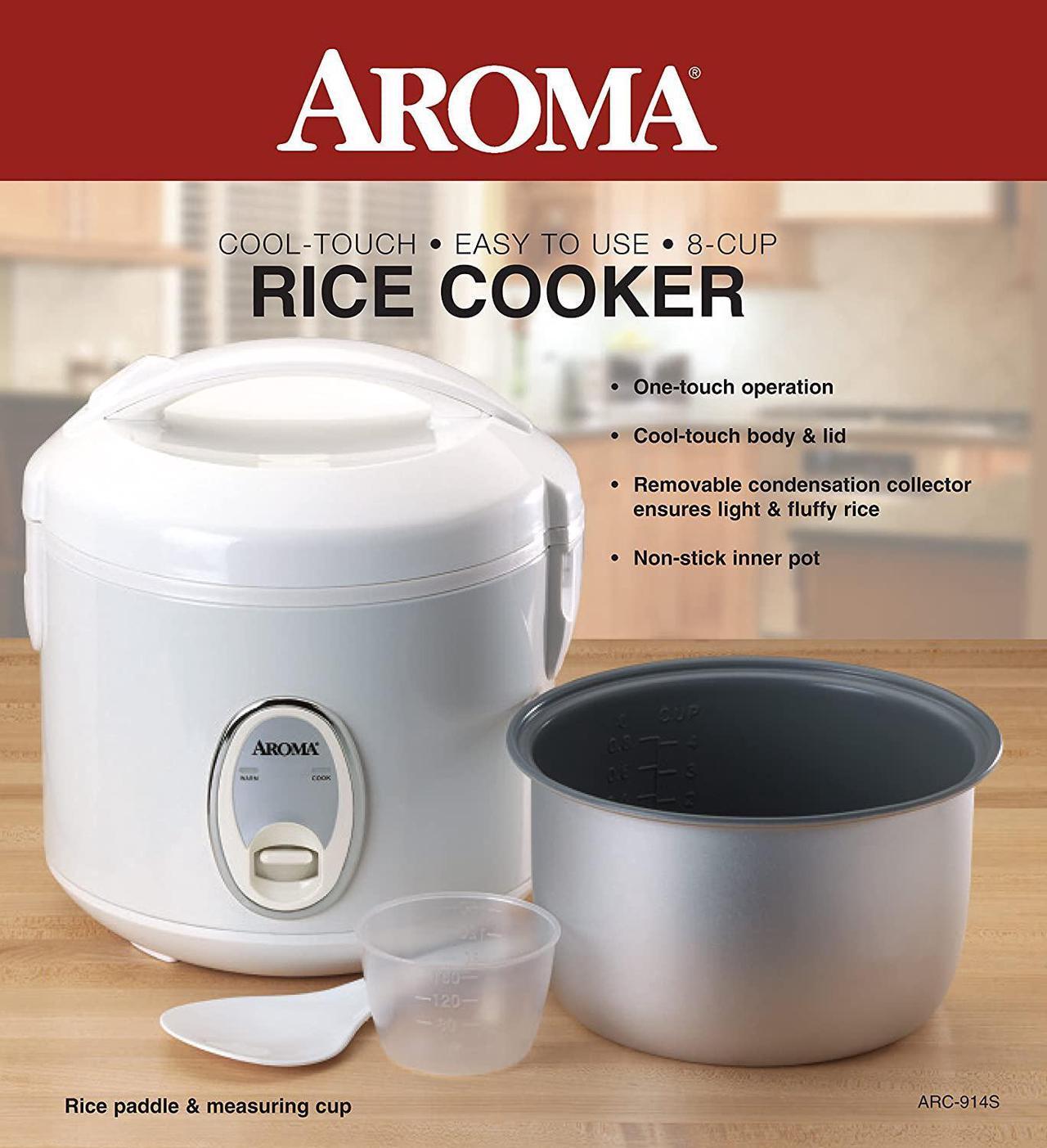 Alt view image 10 of 12 - AROMA ARC-914S 8-Cup (Cooked) Cool-Touch Rice Cooker and Food Steamer, White