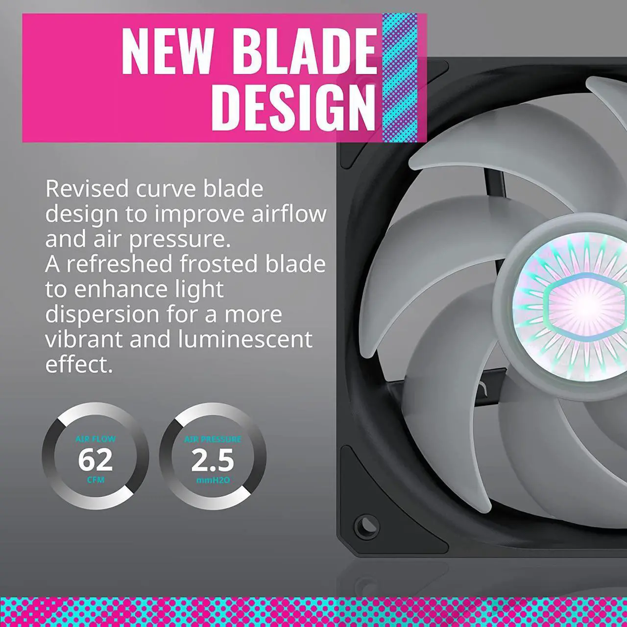 Alt view image 11 of 16 - Cooler Master SickleFlow 120 V2 Red Led Square Frame Fan with Air Balance Curve Blade Design, Sealed Bearing, PWM Control for Computer Case & Liquid Radiator