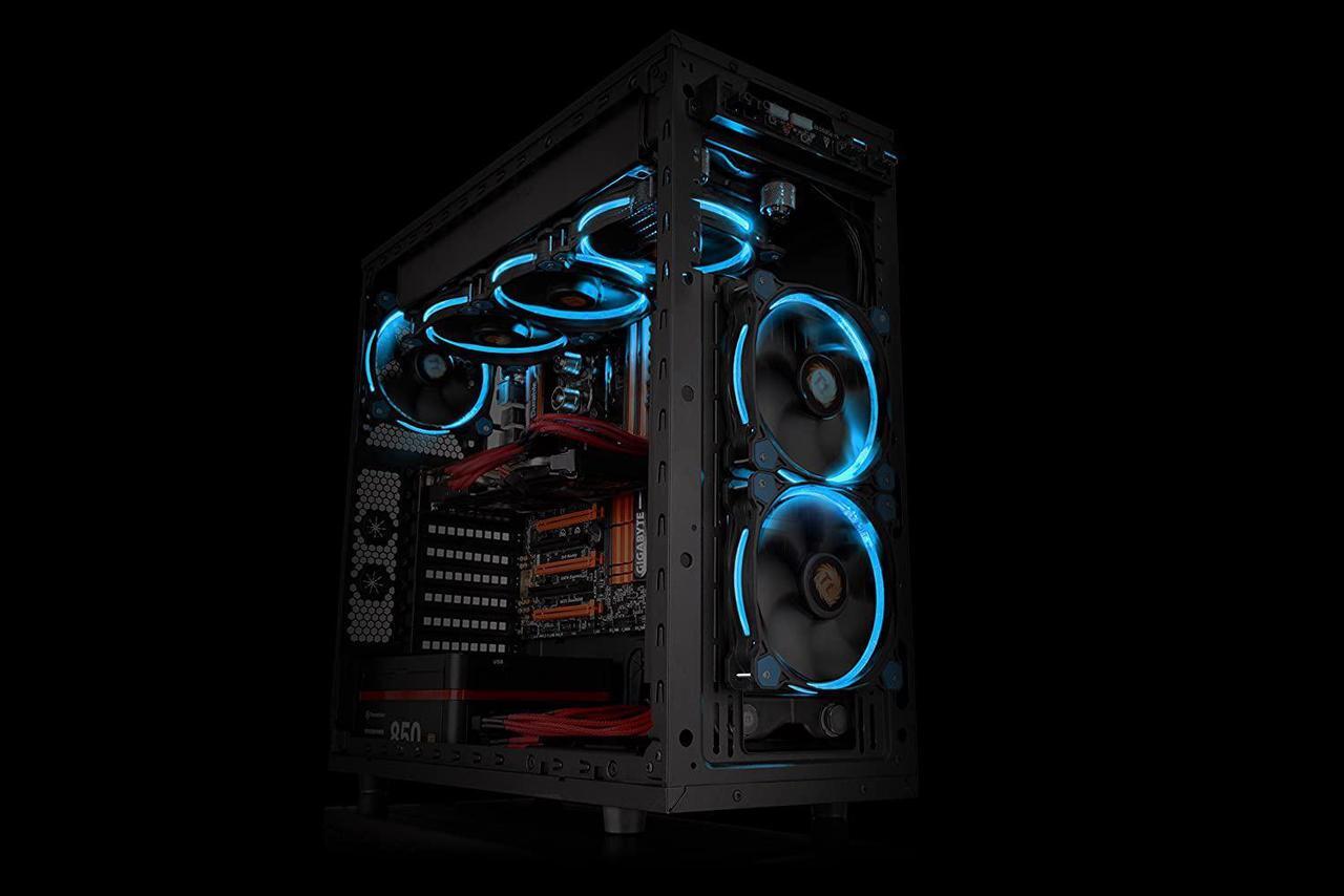 Alt view image 9 of 11 - Thermaltake Riing 14 Series High Static Pressure 140mm Circular Blue LED Ring Case/Radiator Fan CL-F039-PL14BU-A