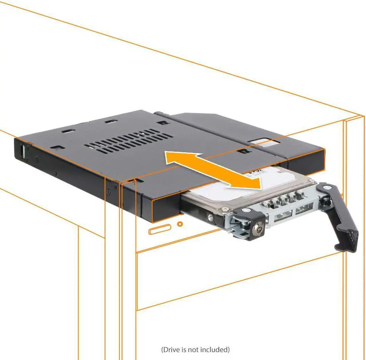 Alt view image 13 of 14 - ICY DOCK MB411SKO-B ToughArmor MB411SKO-B 2.5" SATA/SAS HDD/SSD Rugged Full Metal Mobile Rack for Slim ODD or Slim FDD Bay - With Key Lock