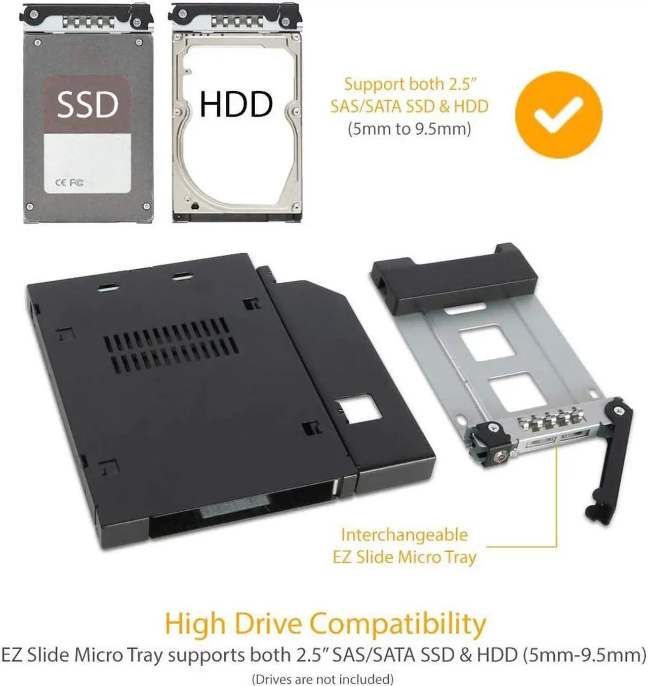 Alt view image 11 of 14 - ICY DOCK MB411SKO-B ToughArmor MB411SKO-B 2.5" SATA/SAS HDD/SSD Rugged Full Metal Mobile Rack for Slim ODD or Slim FDD Bay - With Key Lock