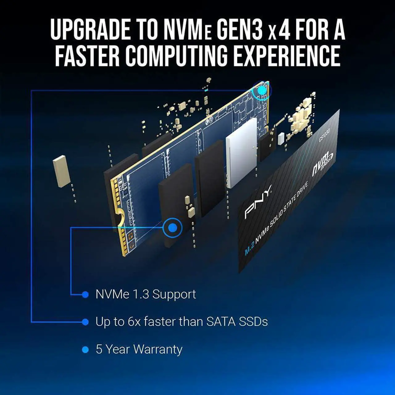 Alt view image 11 of 11 - PNY CS2130 M.2 2280 500GB PCI-Express 3.0 x4, NVMe 1.3 3D NAND Internal Solid State Drive (SSD) M280CS2130-500-RB