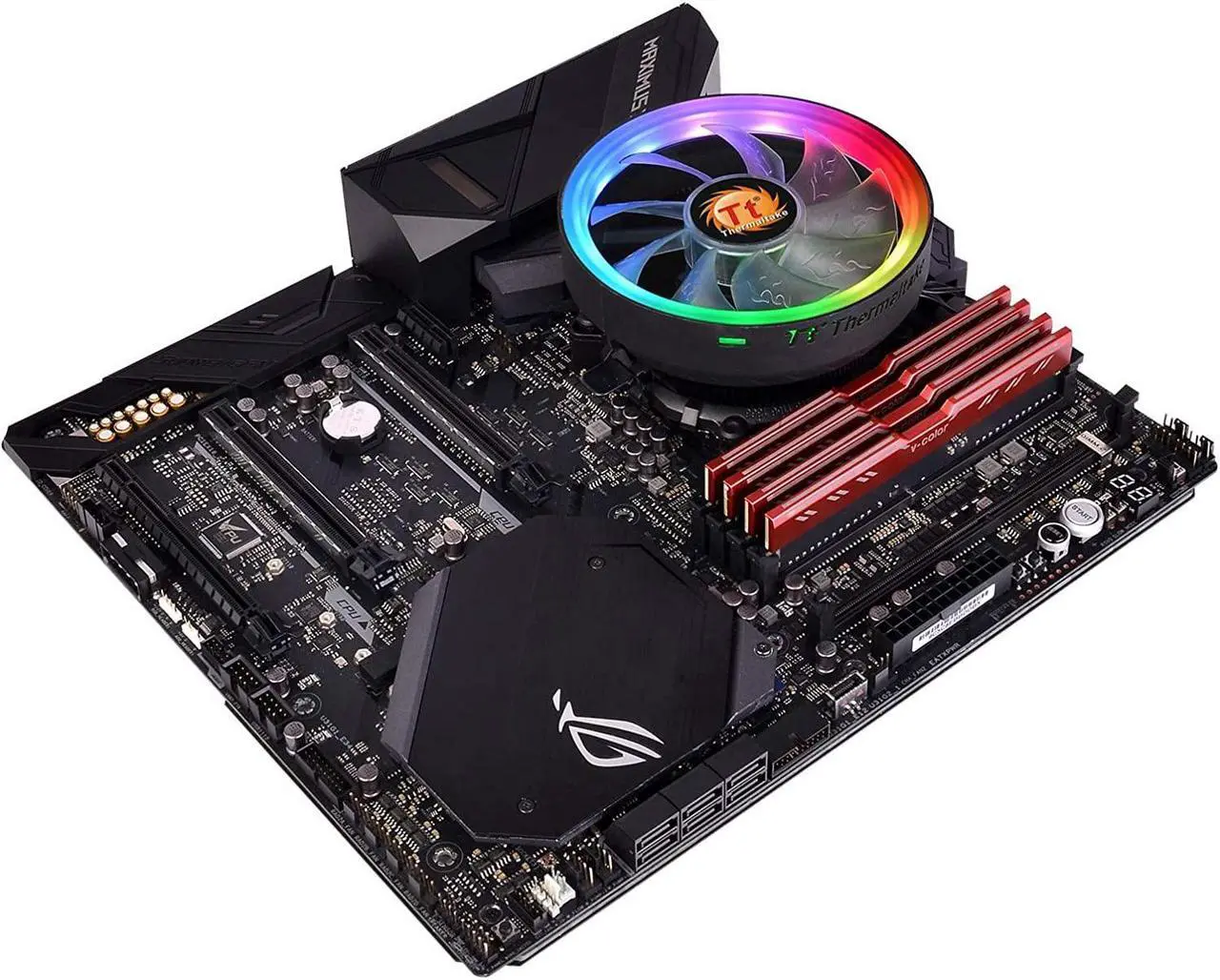 Alt view image 17 of 20 - Thermaltake UX100 5V Motherboard Sync High Airflow Hydraulic Bearing ARGB Lighting CPU Cooler