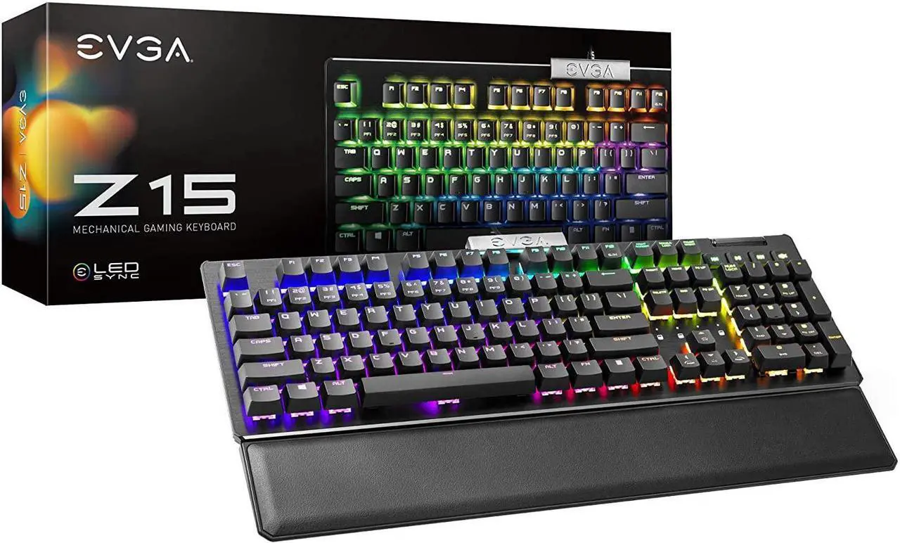 Alt view image 9 of 20 - EVGA Z15 RGB Mechanical Gaming Keyboard, Linear Switch, RGB Backlit LED, Hot Swappable Kailh Speed Silver Switches 821-W1-15US-KR