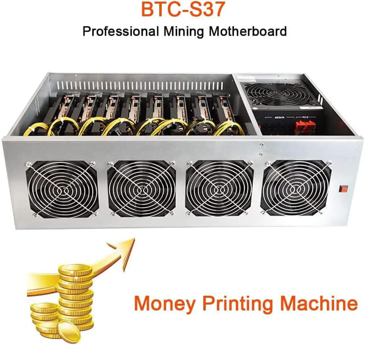 Alt view image 5 of 6 - Mining Motherboard BTC-S37 Comes with 8GB RAM DDR3 Memory and 128GB SSD Support 8 GPU VGA + HDMI 8XPCIE 16X Graph Card Gigabit Network RJ45 Port for BTC ETH Miner