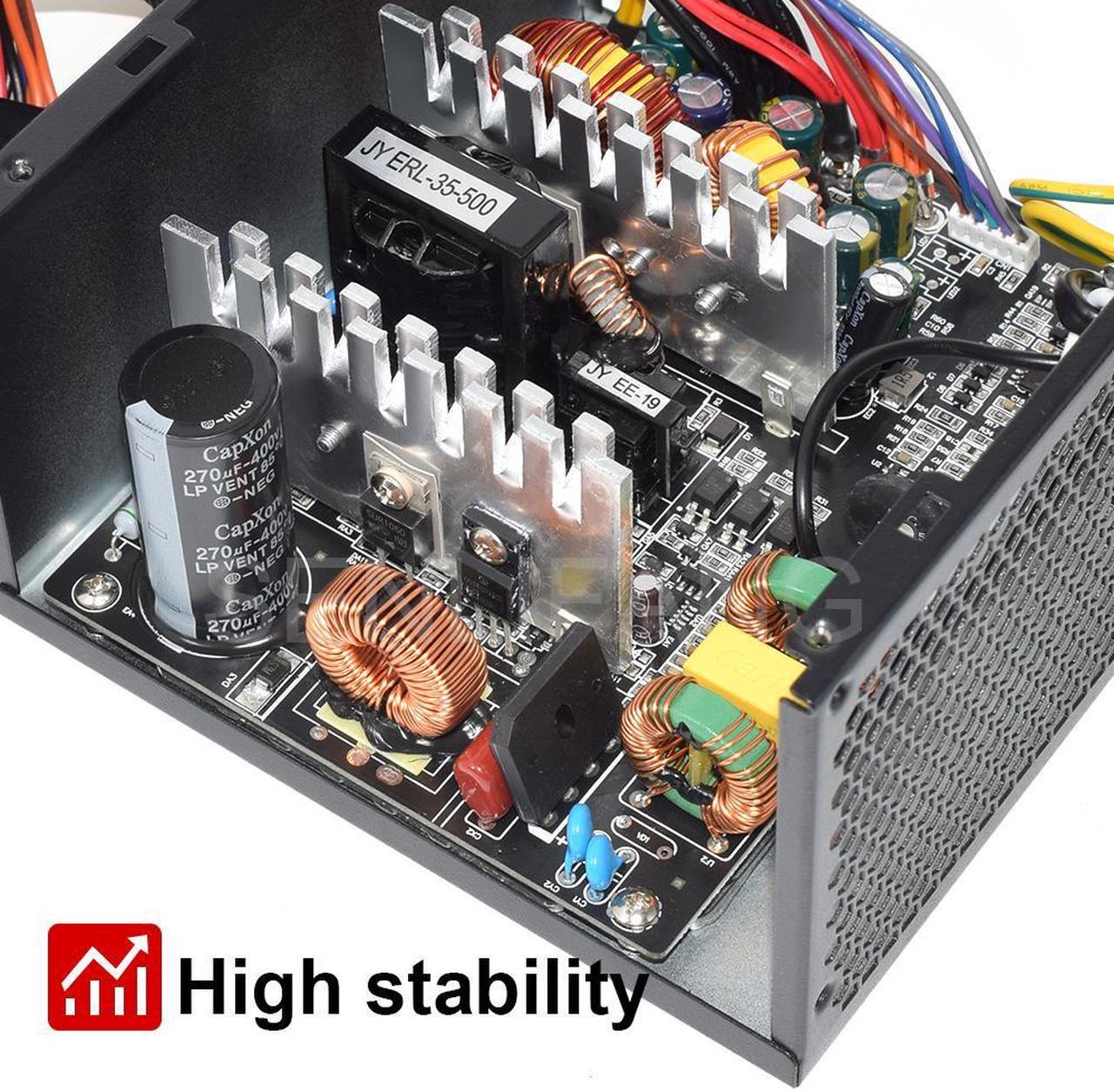 Alt view image 7 of 7 - 110V 220V For PC ATX 500W 600W 800W Max 80Plus Gold 12V PSU Universal High-end Video Card Gaming Power Supply