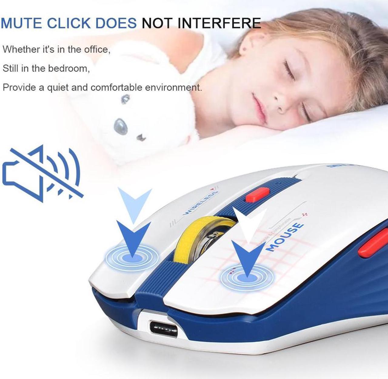 Alt view image 7 of 7 - Wireless 2.4G LED Backlit Mouse For Laptop Notebook Computer PC Rechargeable Ergonomic Slim Silent Mice Blue White
